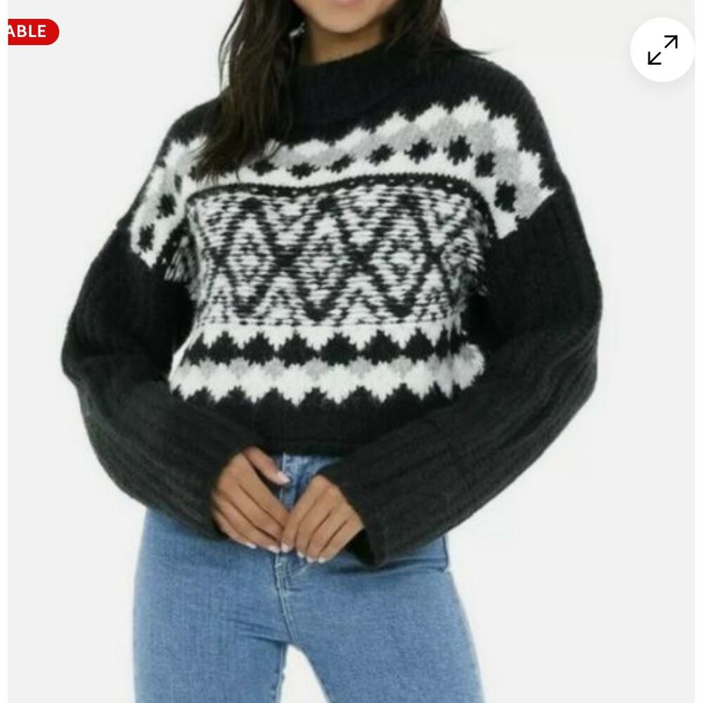 nwt FREE PEOPLE ALPINE PULLOVER SWEATER OB1217257 ONYX COMBO SIZE extra small XS